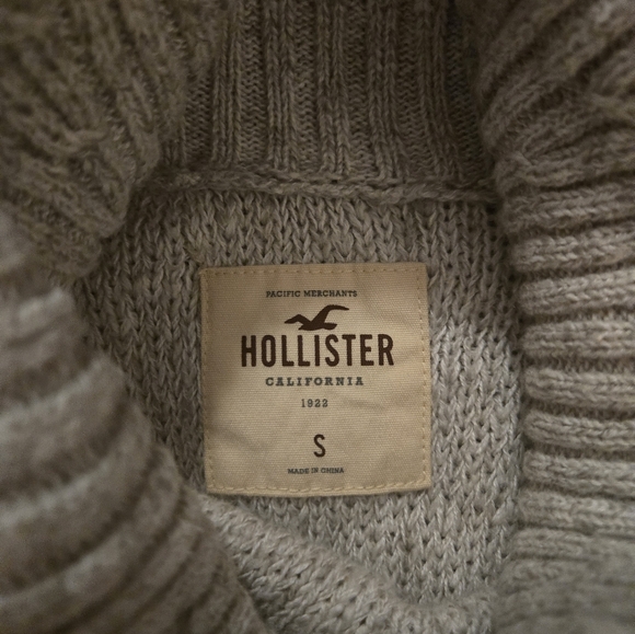 Hollister Cotton Blend Flared Sleeve Knit Small Turtleneck Gray Sweater - Picture 4 of 10